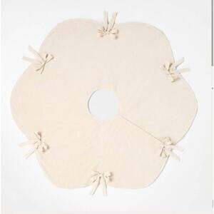 Velvet Bow Christmas Tree Skirt Cream - Threshold M designed with Studio McGee